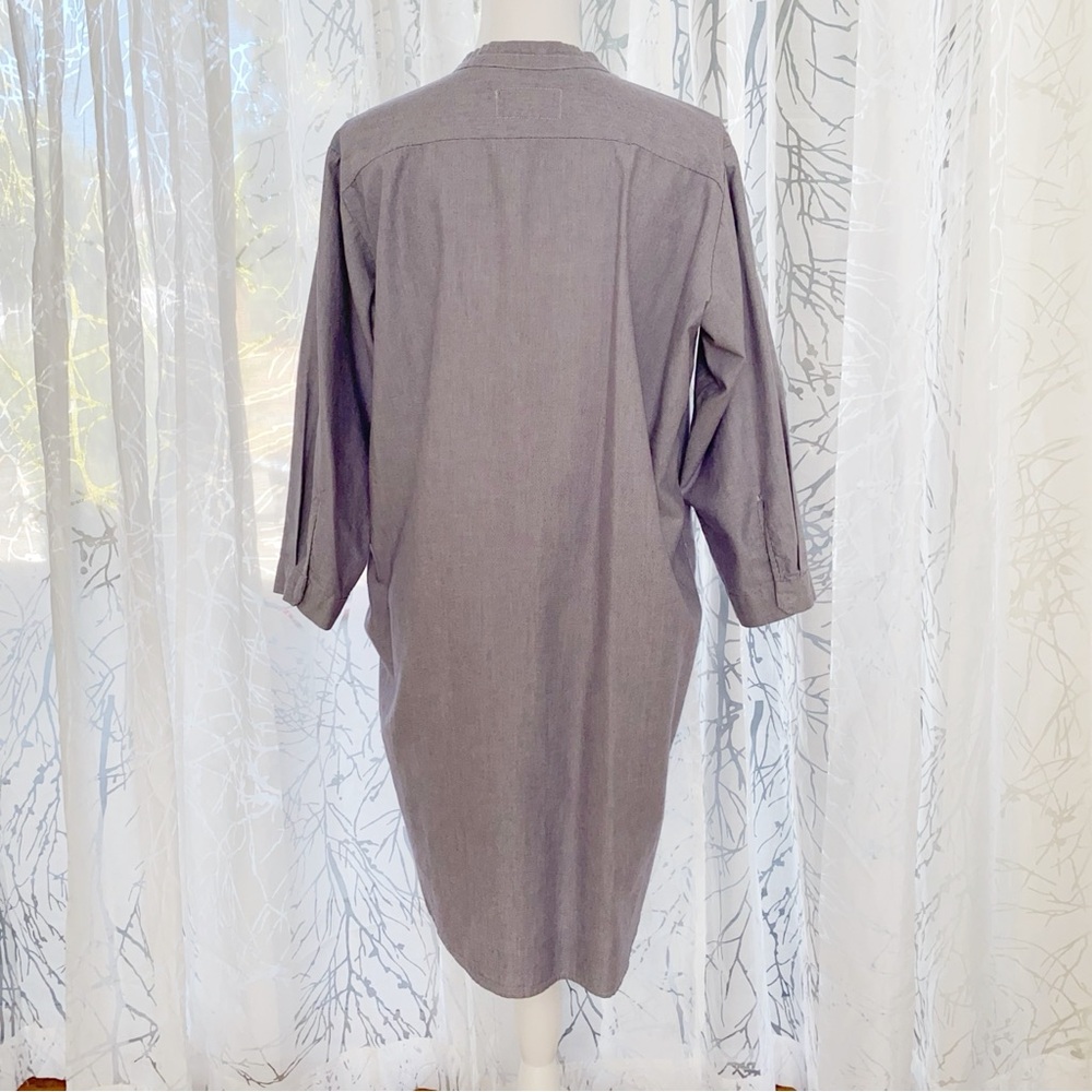 HUMANOID chambray blue button up long sleeve relax fit shirt dress - Picture 5 of 10